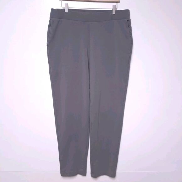 Pure J Jill XL Extra Large Affinity French Terry Slim Leg Grey Green Pants Pima - Picture 1 of 9